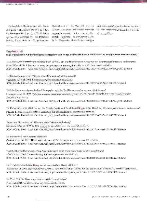 Vorschauseite 4: Welche Cochrane Reviews gibt es zu physiotherapeutischen Interventionen?