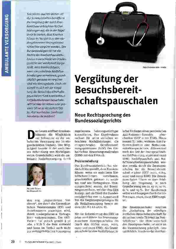 Vorschauseite 1: Vergütung der Besuchsbereitschaftspauschalen