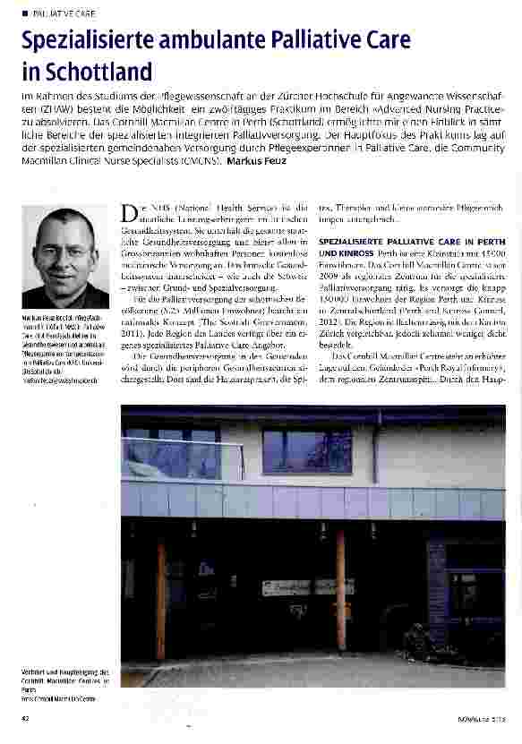 Vorschauseite 1: Spezialisierte ambulante Palliative Care in Schottland