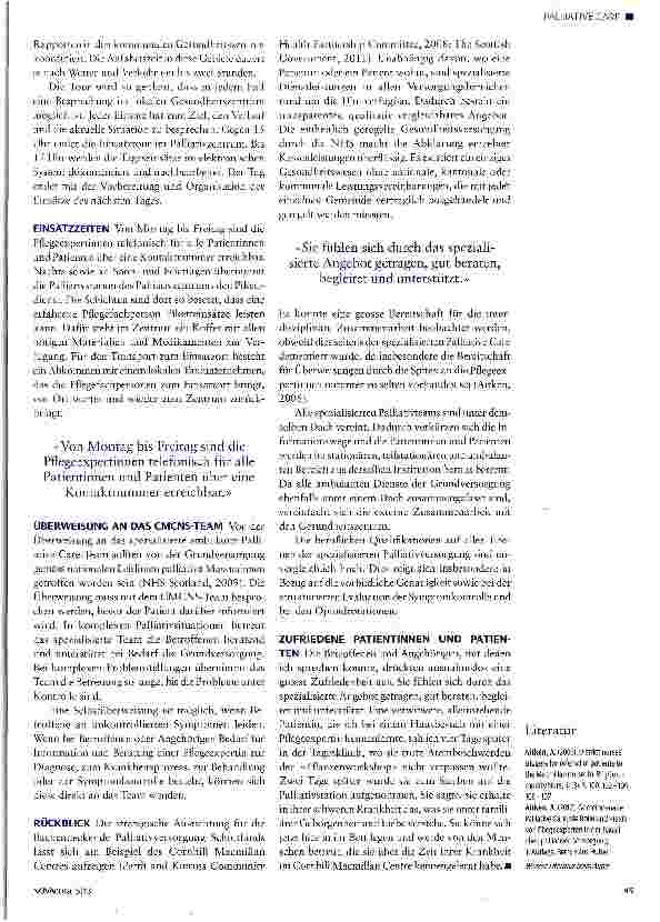Vorschauseite 4: Spezialisierte ambulante Palliative Care in Schottland