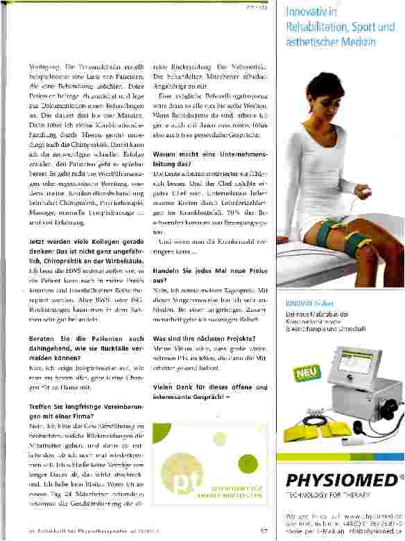 Vorschauseite 2: Physiotherapie vor Ort im Betrieb -eine Win-Win-Situation!?
