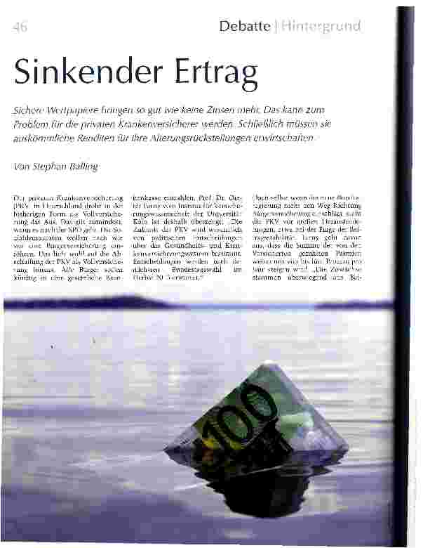 Vorschauseite 1: Sinkender Ertrag