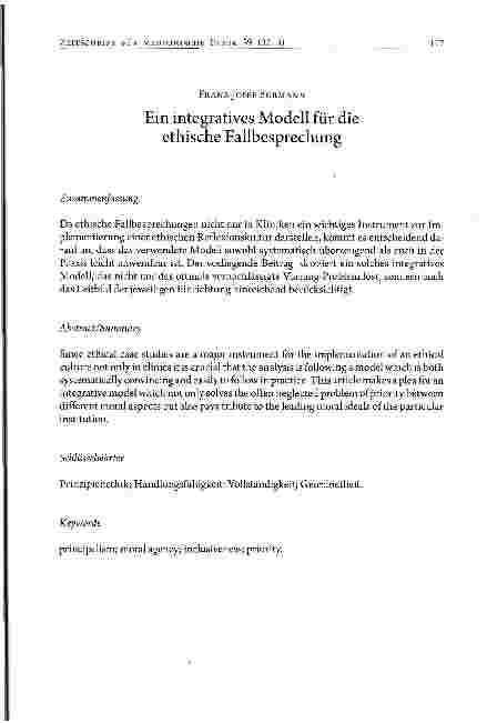 Vorschauseite 1: Ein integratives Modell für die ethische Fallbesprechung