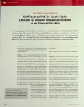 Vorschauseite 1: Fünf Fragen an Prof. Dr. Sascha Köpke, Lehrstuhl für Klinische Pflegewissenschaften an der Universität zu Köln