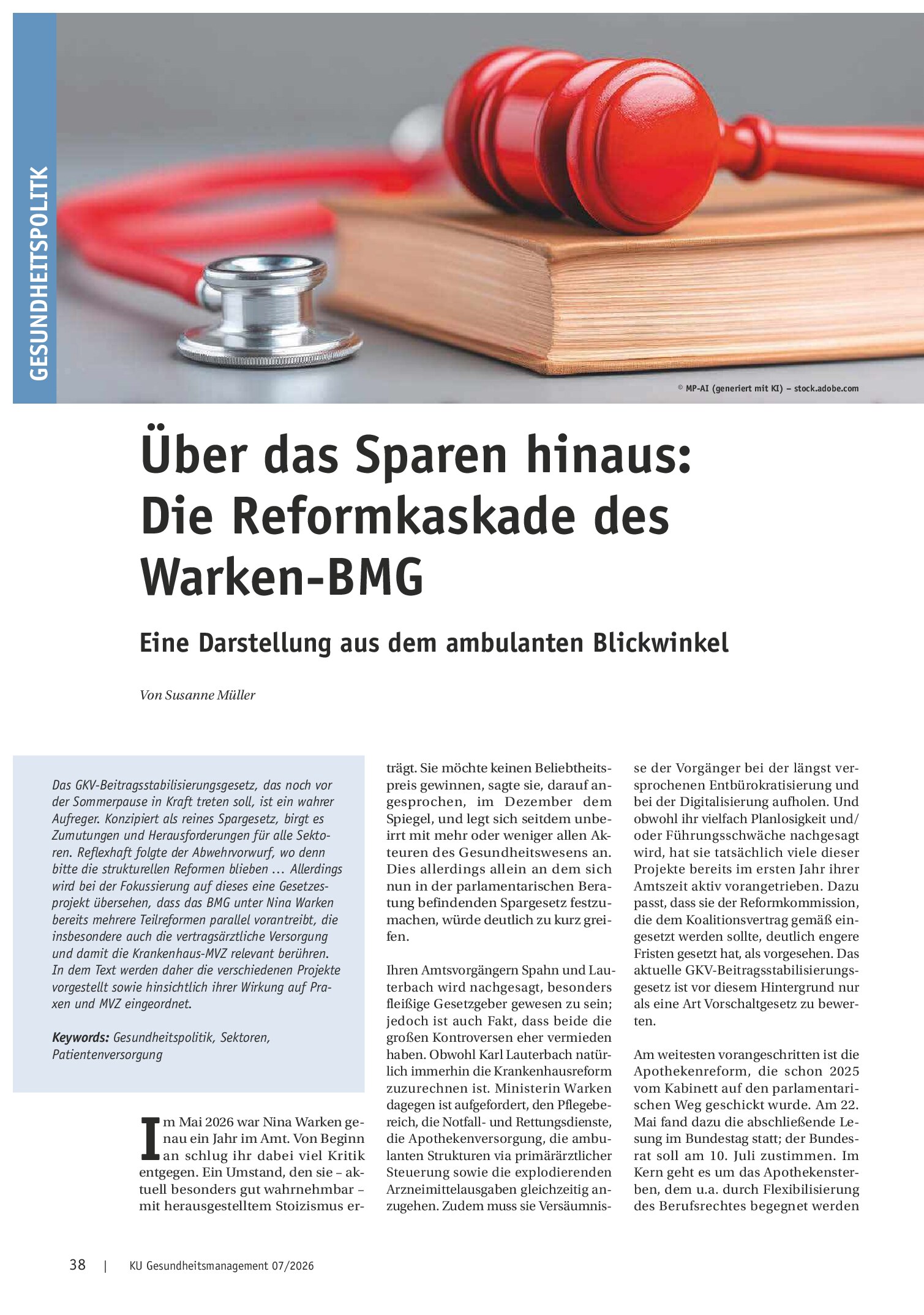 Vorschauseite 1: Über das Sparen hinaus: Die Reformkaskade des Warken-BMG