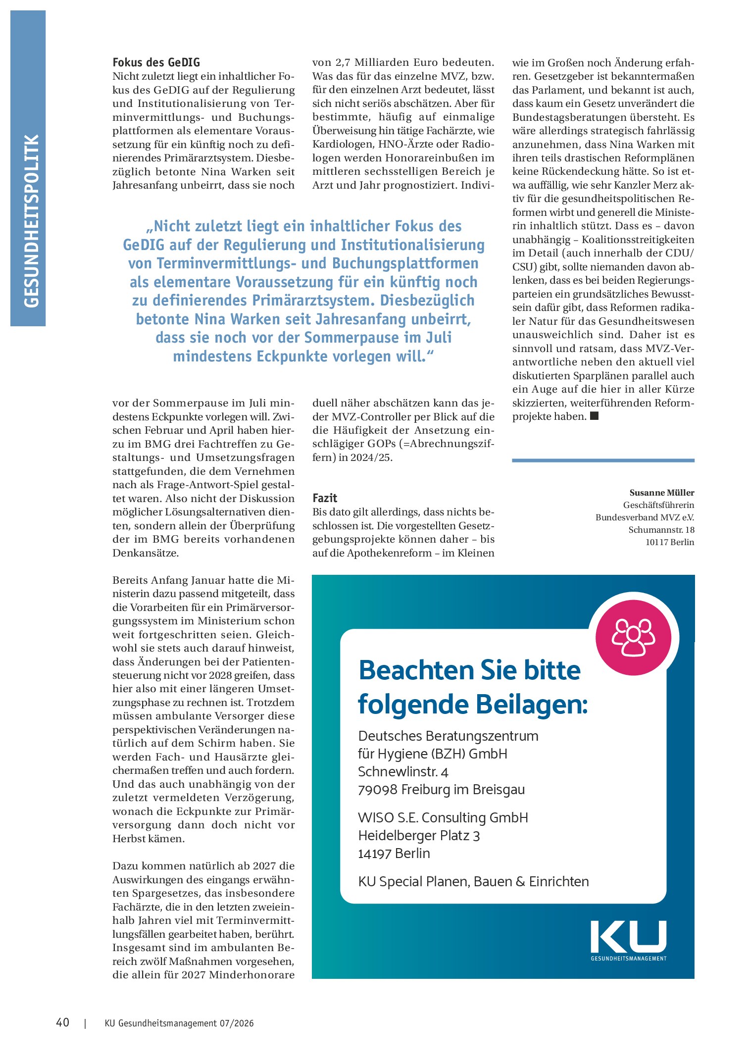 Vorschauseite 3: Über das Sparen hinaus: Die Reformkaskade des Warken-BMG