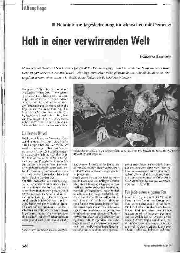 Vorschauseite 1: Halt in einer verwirrenden WeltHeiminterne Tagesbetreuung für Menschen mit Demenz