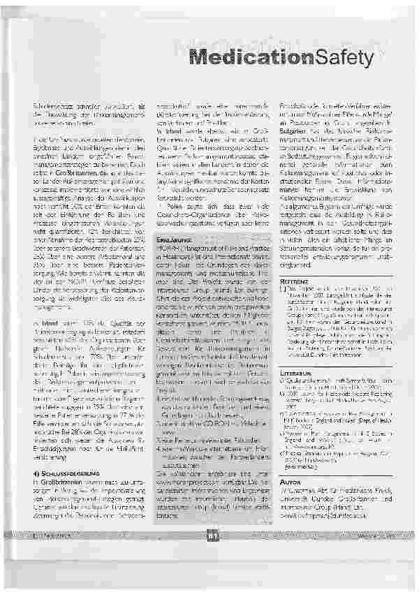 Vorschauseite 5: Risikomanagement im Gesundheitswesen -Ergebnisse der MORPH-Umfrage 2003 aus vier europäischen Ländern