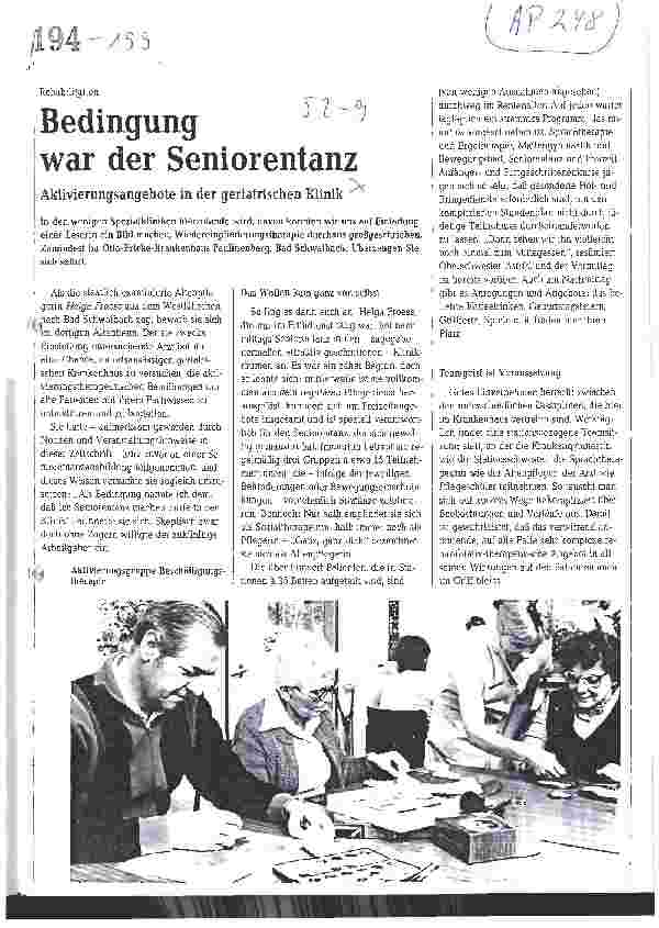 Vorschauseite 1: Bedingung war der Seniorentanz