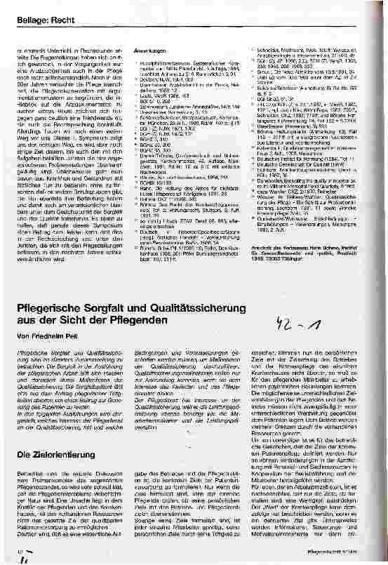 Vorschauseite 1: Pflegerische Sorgfalt und Qualitätssicherung aus der Sicht der Pflegenden