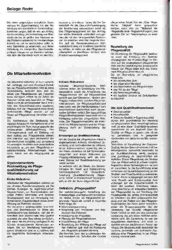 Vorschauseite 3: Pflegerische Sorgfalt und Qualitätssicherung aus der Sicht der Pflegenden