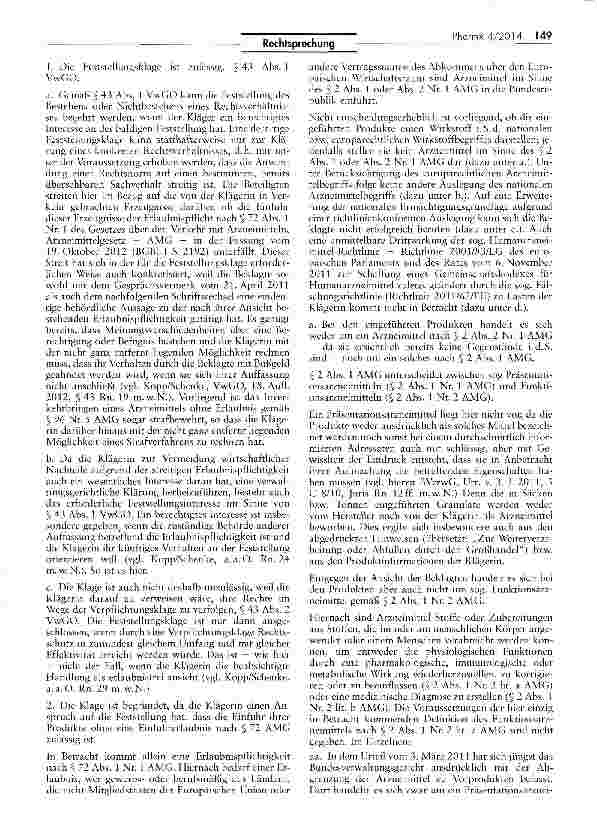 Vorschauseite 2: Abgrenzung Arzneimittel/Wirkstoffe AMG § 72