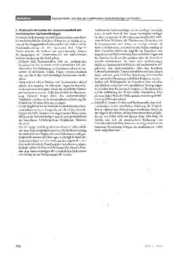 Vorschauseite 6: Der Arzt als medizinischer Sachverständiger vor Gericht