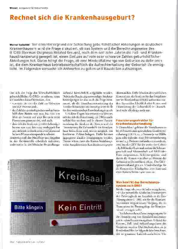Vorschauseite 1: Rechnet sich die Krankenhausgeburt?