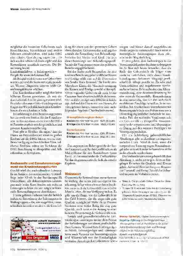 Vorschauseite 2: Rechnet sich die Krankenhausgeburt?