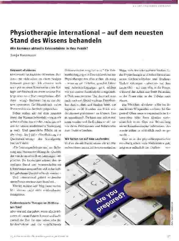 Vorschauseite 1: Physiotherapie international - auf dem neuesten Stand des Wissens behandeln