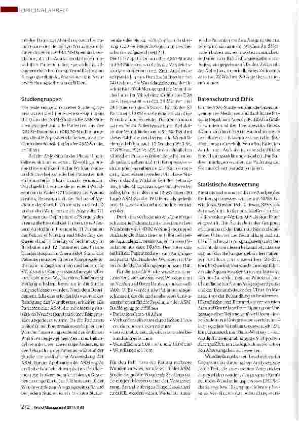 Vorschauseite 3: Effektivität einer azellulären synthetischen Matrix als Ergänzung zur Standardversorgung bei Ulcus cruris venosum und mixtum: Vergleich von klinischen Studiendaten und Routinedaten