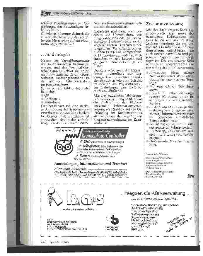 Vorschauseite 5: Client-Server-Computing Erste Erfahrungen im Kreiskrankenhaus Bernburg