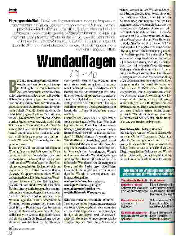 Vorschauseite 1: Wundauflagen Phasengerechte Wahl