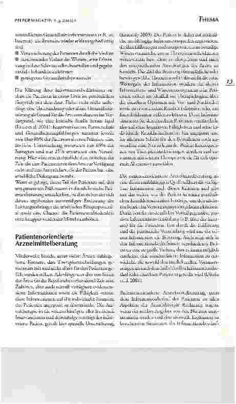 Vorschauseite 3: Patientenorientierte ArzneimittelberatungBEGRIFFSBESTIMMUNG, NOTWENDIGKEIT UND AKTUELLER STAND