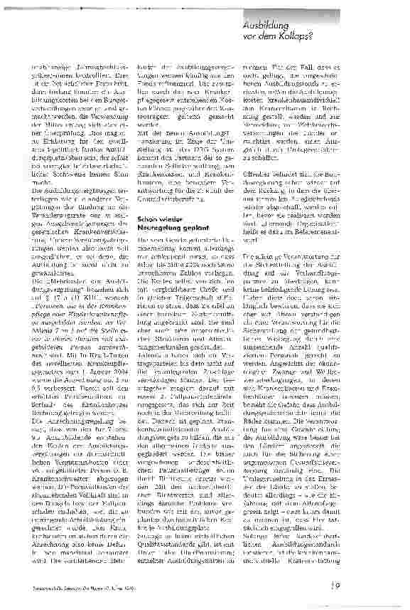 Vorschauseite 3: Kein vernünftiger Grund für Ausbildungsplatzabbau an Krankenpflegeschulen