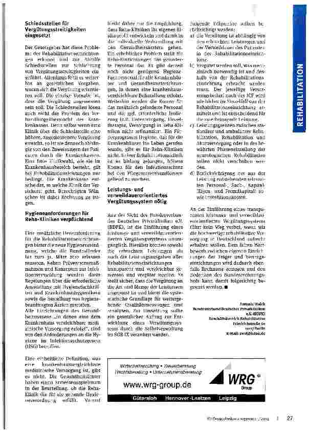 Vorschauseite 3: Neue Vergütung für die medizinische Rehabilitation