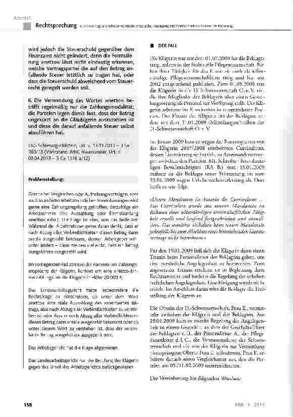 Vorschauseite 2: Arbeitsvertrag und urheberrechtliche Ansprüche, Auslegung des Wortes »netto« in einer Vereinbarung