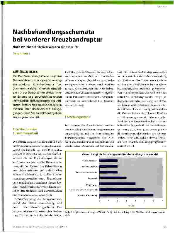 Vorschauseite 1: Nachbehandlungsschemata bei vorderer KreuzbandrupturNach welchen Kriterien werden sie erstellt?