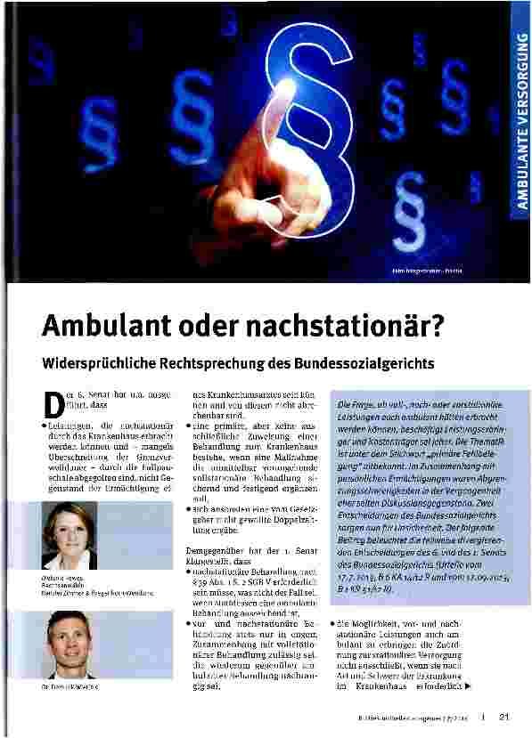Vorschauseite 1: Ambulant oder nachstationär?