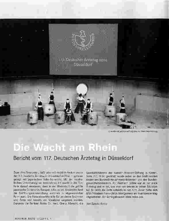 Vorschauseite 1: Bericht vom 117. Deutschen Ärztetag in Düsseldorf