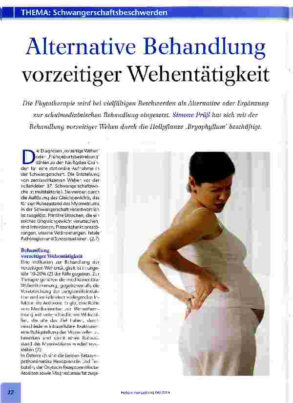 Vorschauseite 1: Alternative Behandlung vorzeitiger Wehentätigkeit