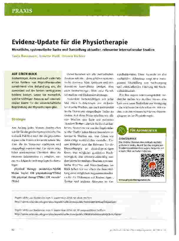 Vorschauseite 1: Evidenz-Update für die Physiotherapie