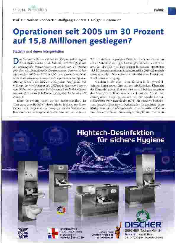 Vorschauseite 1: Operationen seit 2005 um 30 Prozent auf 15,8 Millionen gestiegen?