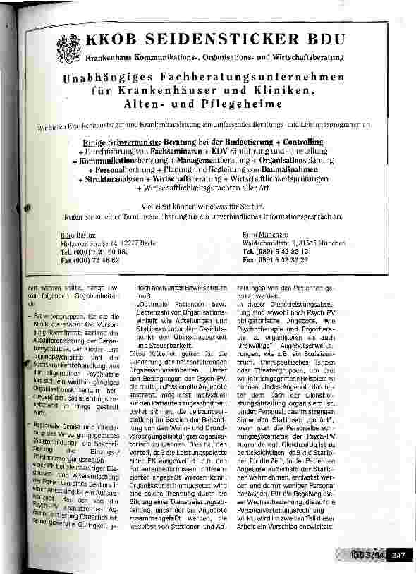 Vorschauseite 4: Option für das Management Psychiatrischer Kliniken Chancen aus GSG und Psych-PV nutzen!