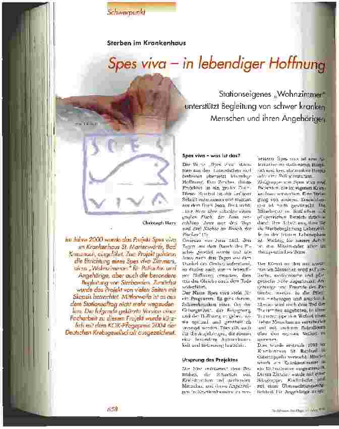 Vorschauseite 1: Spes vivo - in lebendiger Hoffnung, Stationseigenes Wohnzimmer unterstützt Begleitung von schwer kranken Menschen und ihren Angehörigen