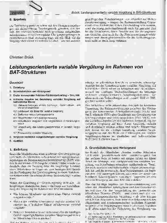 Vorschauseite 1: Leistungsorientierte variable Vergütung im Rahmen von BAT-Strukturen