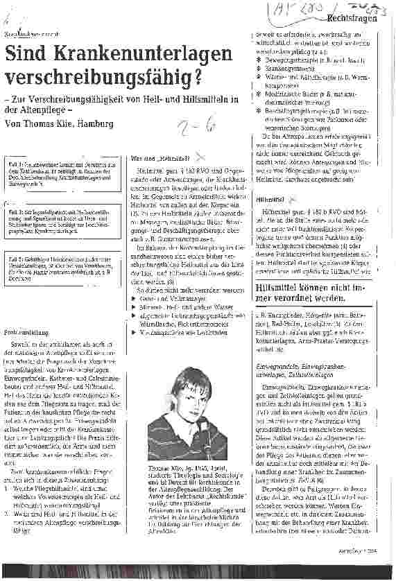 Vorschauseite 1: Sind Krankenunterlagen verschreibungsfähig?