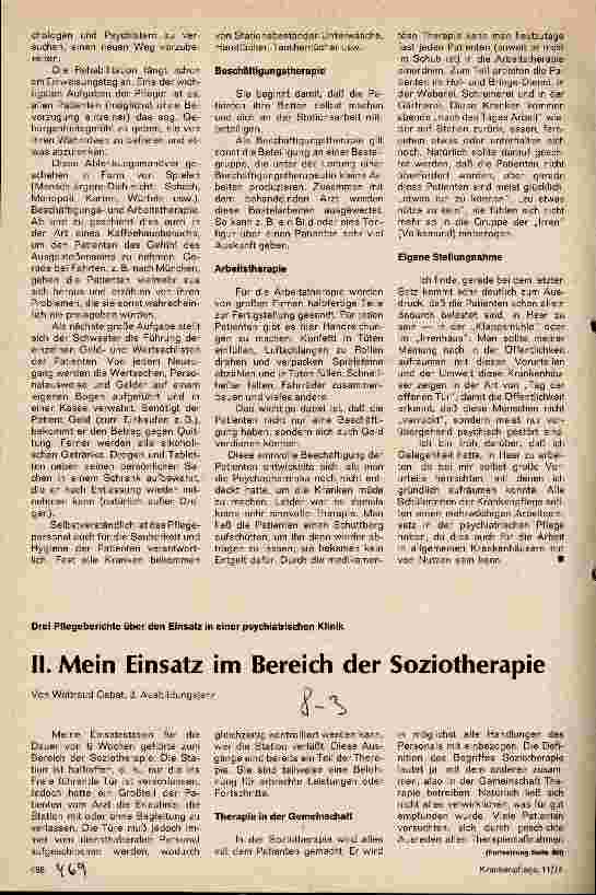 Vorschauseite 1: II.Mein Einsatz im Bereich der Soziotherapie
