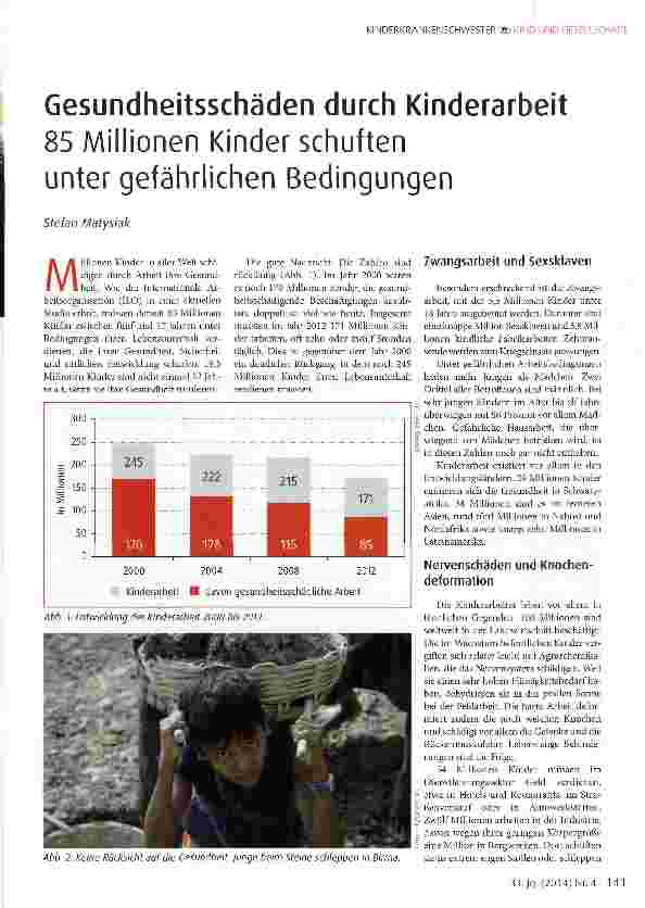 Vorschauseite 1: Gesundheitsschäden durch Kinderarbeit 85 Millionen Kinder schuften unter gefährlichen Bedingungen