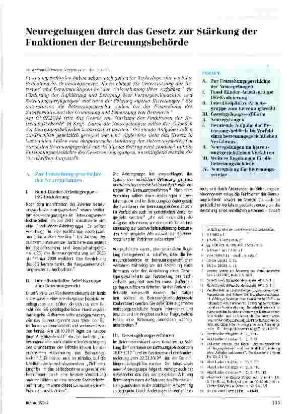Vorschauseite 1: Neuregelungen durch das Gesetz zur Stärkung der Funktionen der Betreuungsbehörde