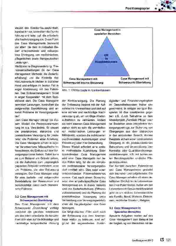 Vorschauseite 2: DGCC Fachgruppe Gesundheit und Pflege Positionspapier der Fachgruppe „Gase Management im Handlungsfeld Gesundheit und Pflege zu Case Management im Krankenhaus