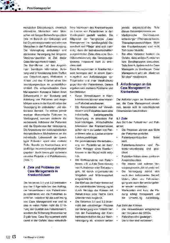 Vorschauseite 3: DGCC Fachgruppe Gesundheit und Pflege Positionspapier der Fachgruppe „Gase Management im Handlungsfeld Gesundheit und Pflege zu Case Management im Krankenhaus