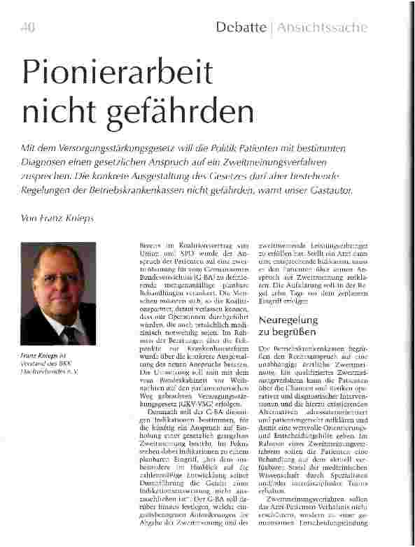 Vorschauseite 1: Pionierarbeit nicht gefährden