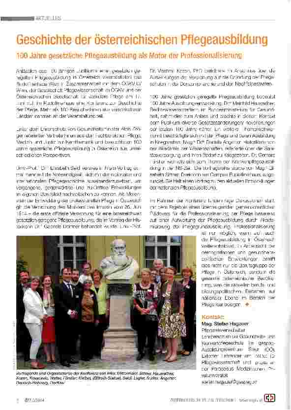 Vorschauseite 1: Geschichte der österreichischen Pflegeausbildung