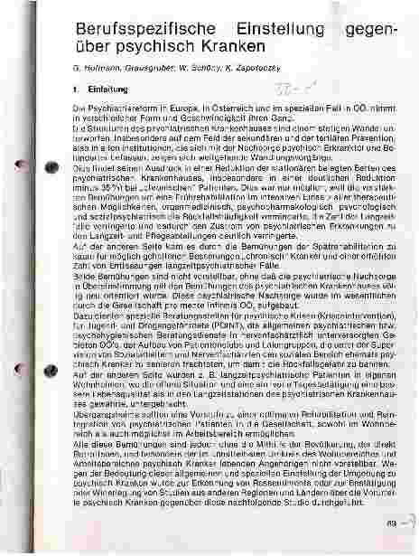 Vorschauseite 1: Berufsspezifische Einstellung gegenüber psychisch Kranken