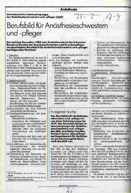 Vorschauseite 1: Berufsbild für Anästhesieschwestern und -pfleger