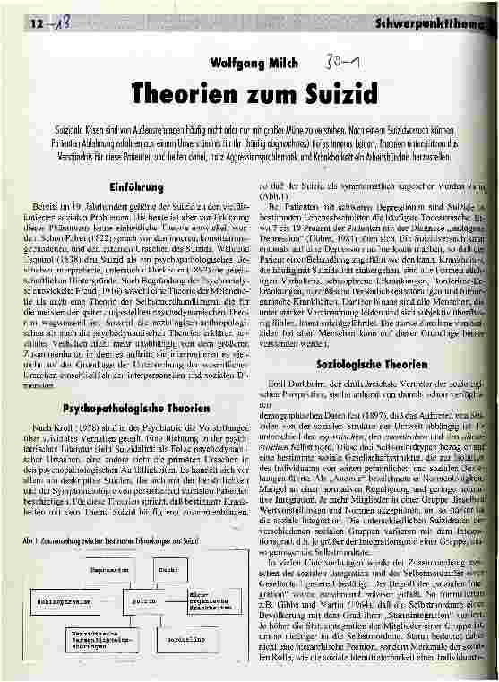 Vorschauseite 1: Theorien zum Suizid
