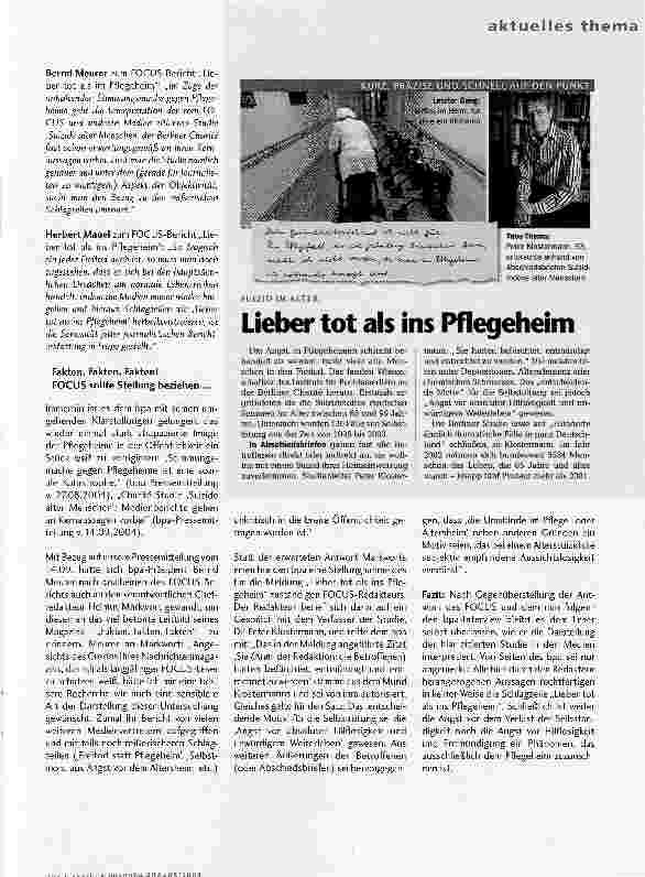 Vorschauseite 2: Medien machen weiterhin Stimmung gegen Pflegeheime