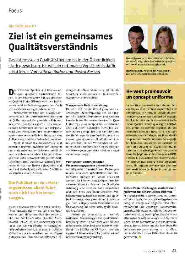 Vorschauseite 1: Ziel ist ein gemeinsames Qualitätsverständnis