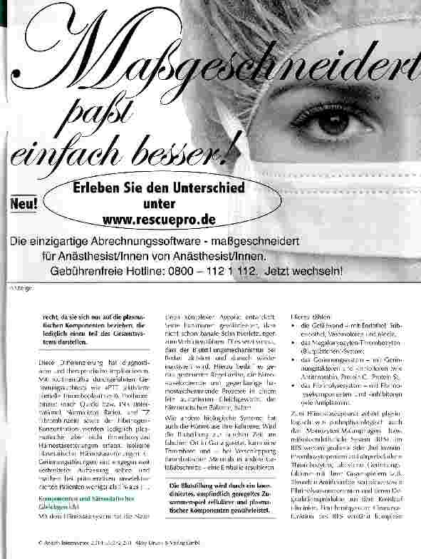 Vorschauseite 2: Hämostase im Schock Teil 2: Physiologie der Hämostase